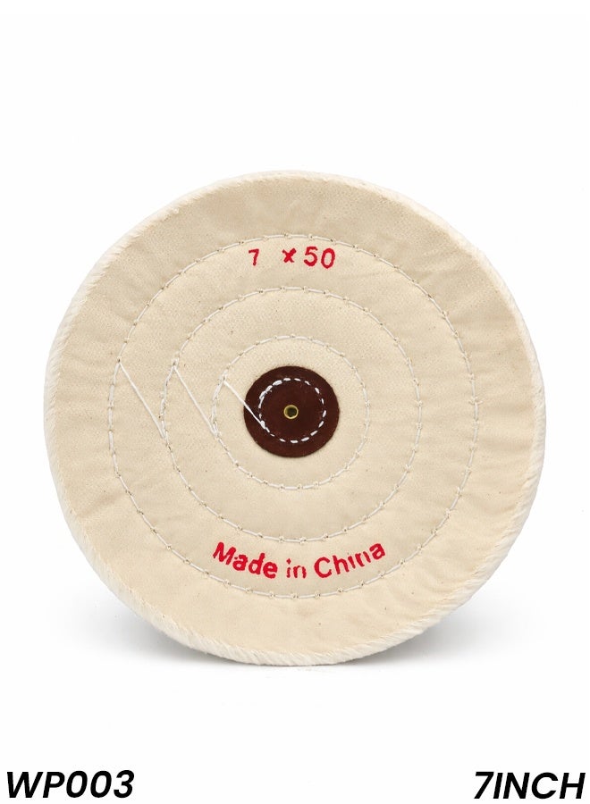 7 Inch Cotton Polishing Buffing Wheel 50 Ply with Metal Center, Heavy Duty Polishing Wheel for Jewelry, Metal Finishing, Bench Grinder and Rotary Tools - WP003 - Image 1